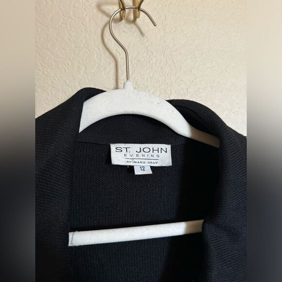 Vintage St. John Evening by Marie Grey Santana Knit Blazer Jacket Sz 12 Black - Picture 5 of 9